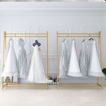 Golden Wedding Yarn Show Rack Ground Style Movie special hanging wedding yarn frame Sub-work studio gown qipao Show and shelving