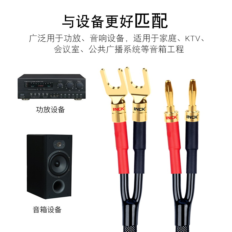 银珂INCK 5N高纯铜发烧级HIFI喇叭线主副音箱环绕功放电脑音响线-图1