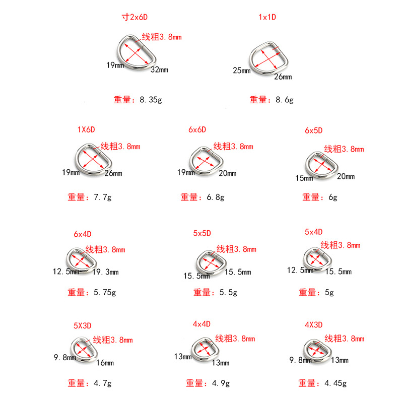 可可家外贸出口高档质感箱包扣五金D扣/口扣/日扣狗扣不褪色 - 图0