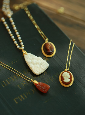 玻璃雕花女复古项链毛衣链