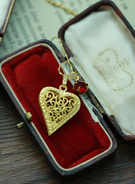 复古项链莱茵石琉璃吊坠925纯银