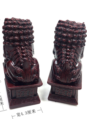 狮子摆件一对树脂工艺