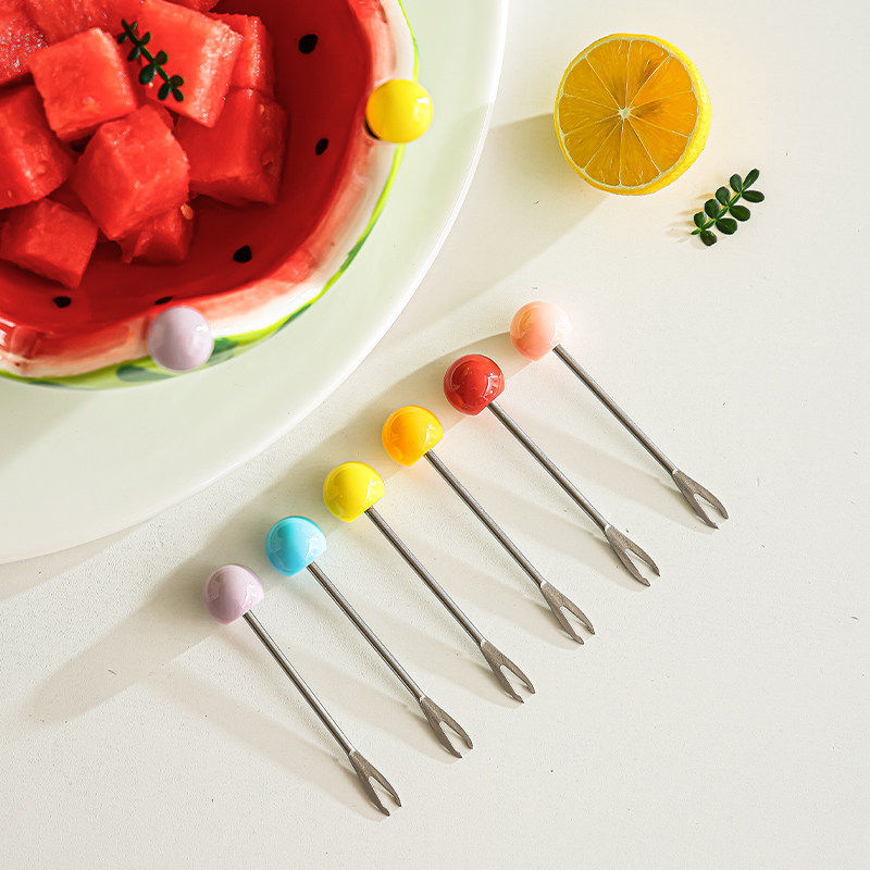 日本精工水果叉可爱西瓜盘不锈钢果签创意果叉碗甜品蛋糕叉子收纳,淘宝优惠券,粉丝福利购,淘宝优惠卷