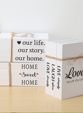 简约折叠白色假书装饰书温馨英文仿真书咖啡厅样板房桌面摆件