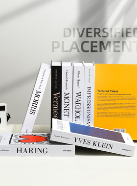 折叠款英文简约艺术假书创意插画仿真书样版间软装客厅书柜装饰摆