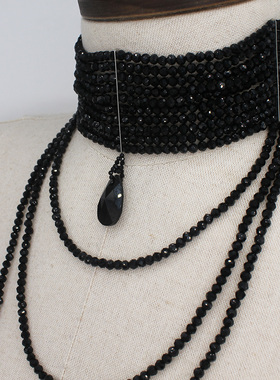 宫廷夸张风水晶多层项链 洛丽塔小众秀场海盗爷同款