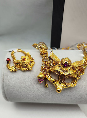 招财猫小狐狸转运珠古法沙金手链