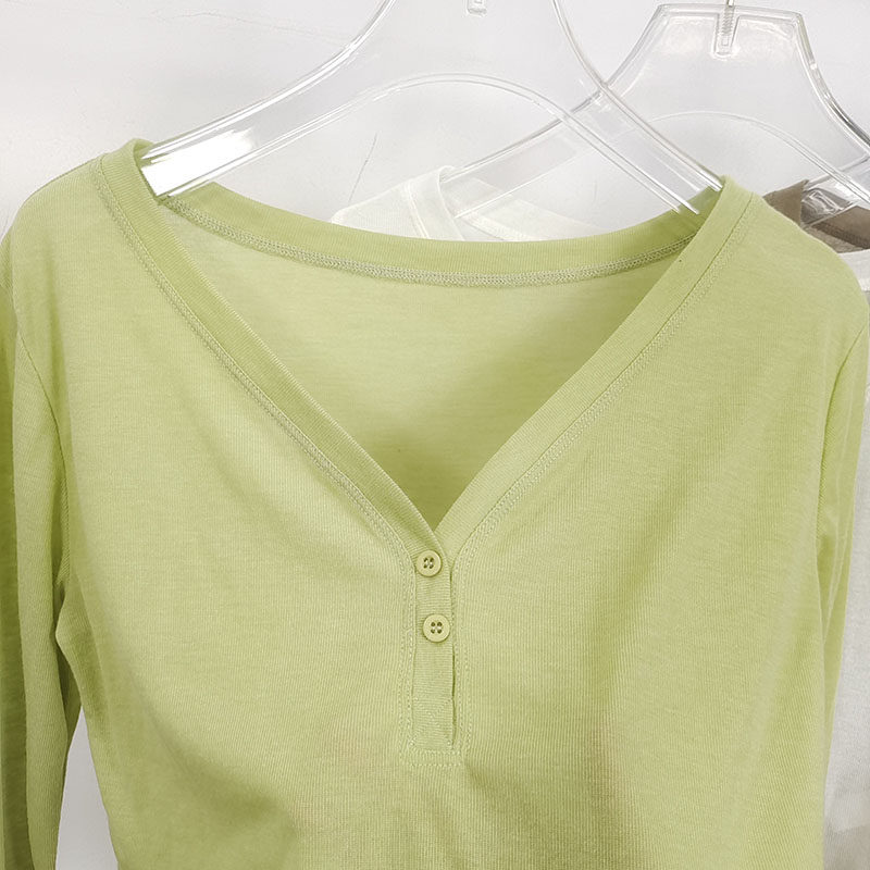 瑜伽长袖罩衫T恤女新款V领纽扣轻薄宽松运动上衣透气跑步健身服,淘宝优惠券,粉丝福利购,淘宝优惠卷