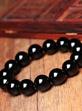 单圈手链黑玛瑙黑色手串时尚情侣