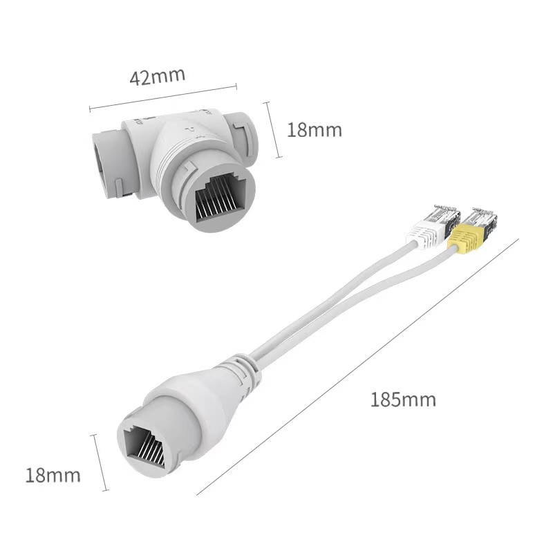 网口1进2出接头 一进二出POE布线两个摄像头一根网线短距离按装 - 图2