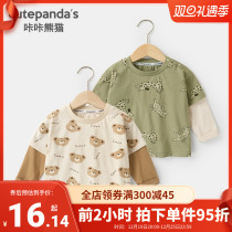 Baby clothes fake two long sleeves T-shirt autumn clothes spring autumn boy girl girl baby girl blouses childrens blouses Y8267