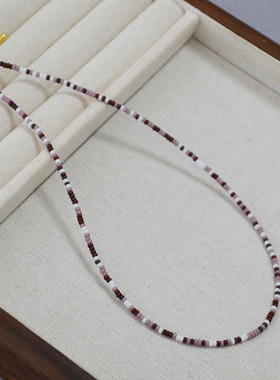 日本御幸米珠复古豆沙红拼色米珠手工串珠简约气质细项链锁骨链女