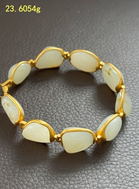 金镶白玉籽料原石手串