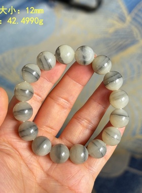 12mm一线天青花籽料圆珠手串