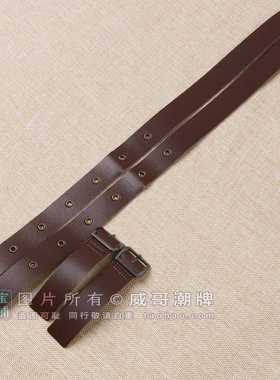 皮质肩带背带裤的替换带鸡眼深棕