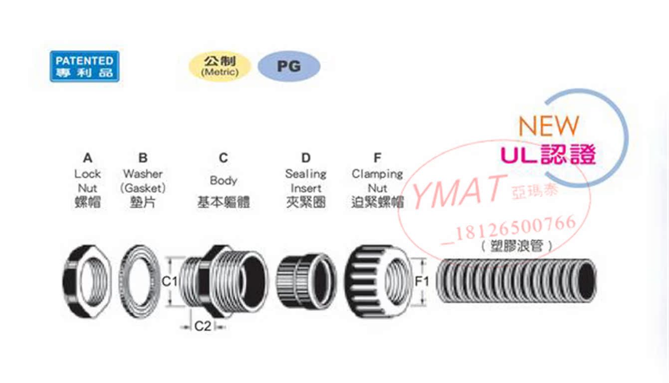 全冠正品AVC N-MGW32-34B强力防水盒接头尼龙波纹管接头-图0