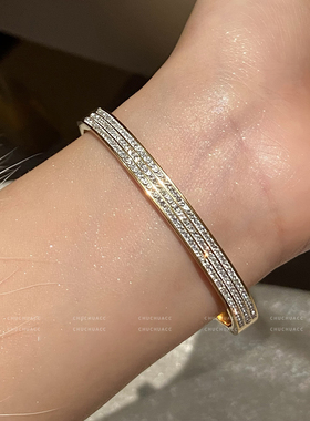 不掉色的排钻手镯高级百搭款