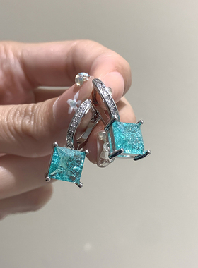 锆石铜镀真白金裂纹石耳环项链