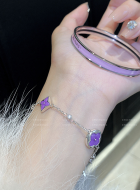 小红书爆款紫色四叶草手镯手链