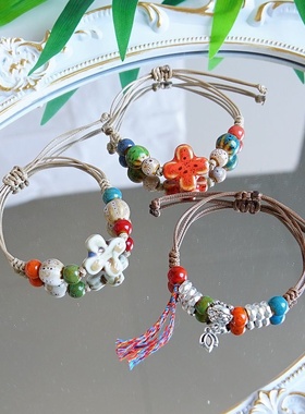 2026时尚小清新景德镇陶瓷金鱼手链女轻奢手工编织小众设计