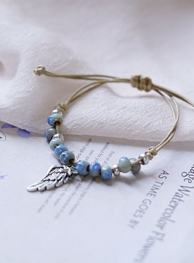 2026时尚创意国风天使之翼文玩陶瓷手链女文艺民族风新中式蝴蝶