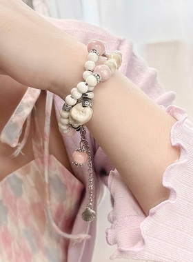 2026时尚粉色系手链不掉色女夏季小清新文艺新中式学生闺蜜感手串