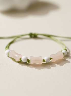 2026时尚考试考研上岸手链女编织手绳新中式国风潮竹节手串饰品小