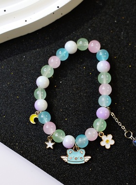 2026时尚新款韩版手串气质可爱小兔子水晶串珠手饰学生手链饰品