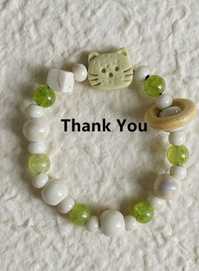 景德镇陶瓷手链小红书热销感饼干猫咪系列小众设计感手串