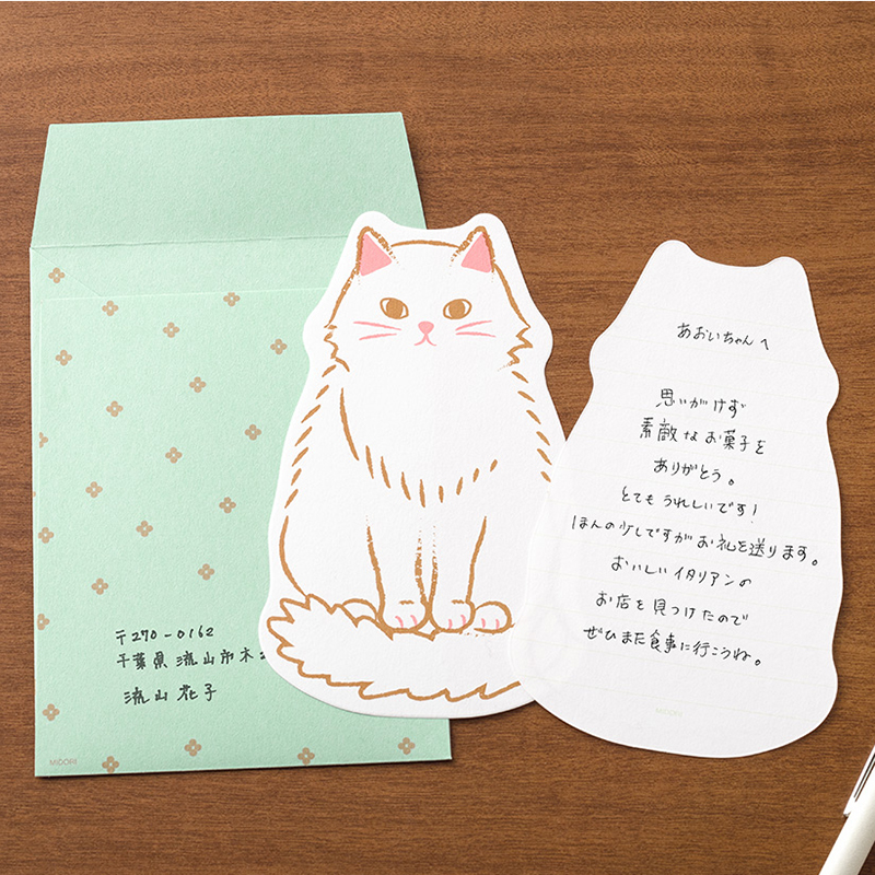 包邮日本制midori新款可爱企鹅水獭趣味异形动物造型信封信纸套装 - 图2