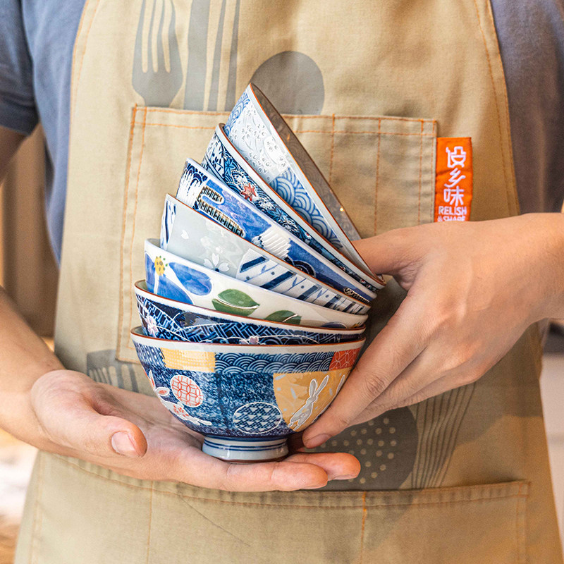 日本进口美浓烧饭碗日式陶瓷餐具创意饭碗散件陶瓷碗小碗