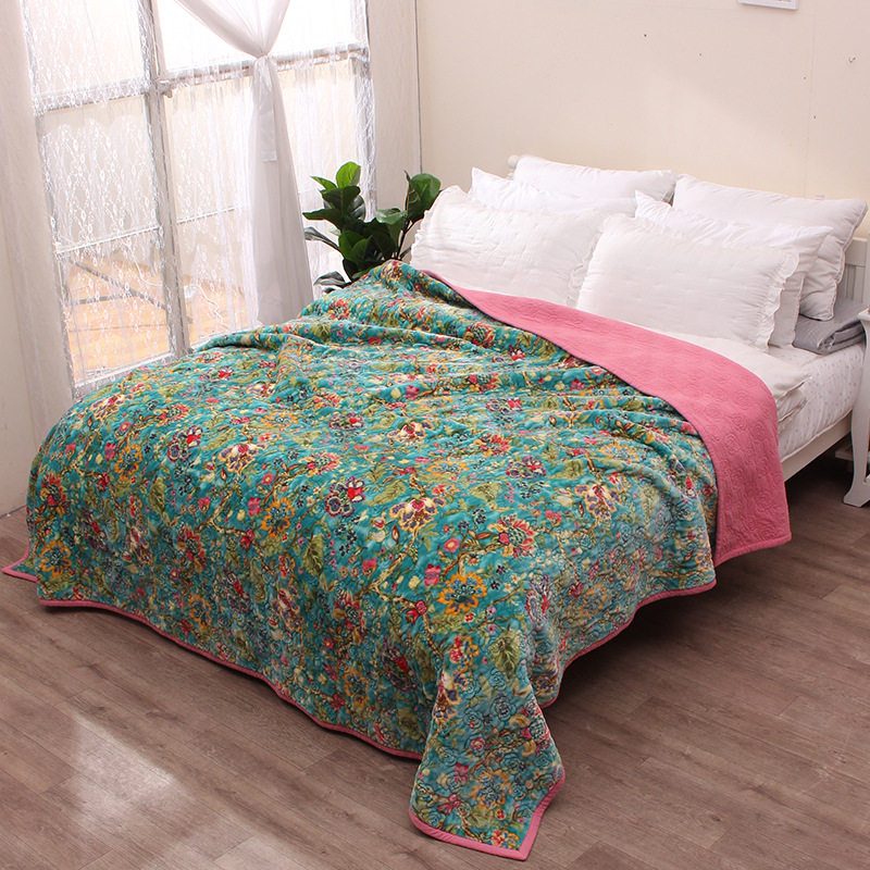 冬季毛绒床品法兰绒全棉绗缝被单件床盖加厚夹棉床单毛毯外贸原单,淘宝优惠券,粉丝福利购,淘宝优惠卷