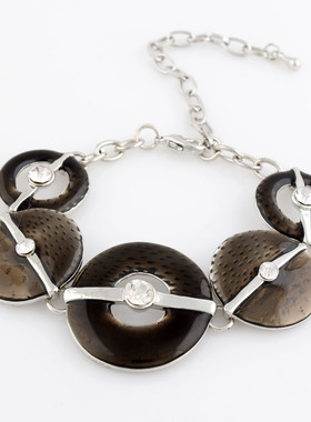 B139 欧美流行饰品中古夸张珐琅彩手链女士圆形滴油手链