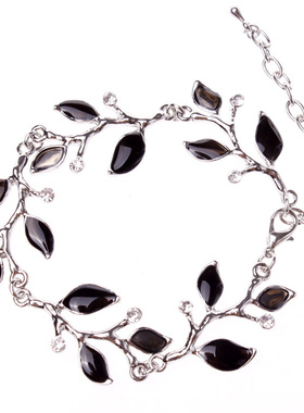 B229 欧美流行饰品中古夸张珐琅彩叶子手链女士树叶滴油手链