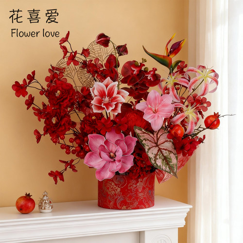 花喜爱2026福桶系列开业乔迁新年福桶年宵花福桶冬青银柳插花桶 - 图1