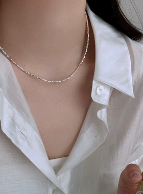 韩国足银999纯银 碎银子项链女2025新款爆款轻奢小众感锁骨链