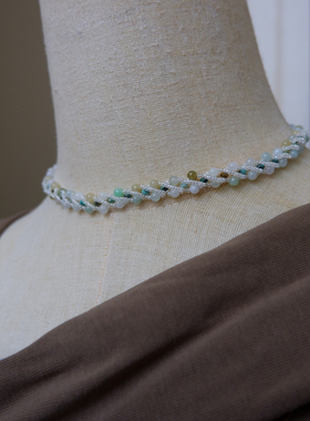 IG Jewelry手工编织缅甸天然翡翠项链手链S925银镀金OT扣不可调节