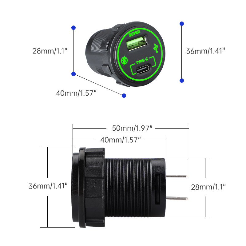车载usb接口66W超级快充防水12V24V汽摩托车房车改装手机PD充电器,淘宝优惠券,粉丝福利购,淘宝优惠卷
