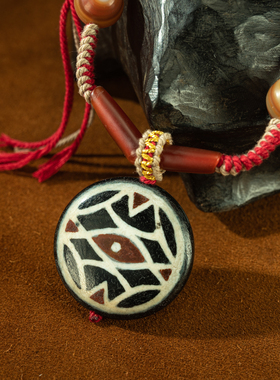 西亚双面镶嵌佛眼古珠多宝项链