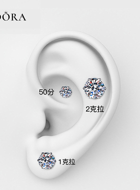 养耳一克拉50分钻石Dora纯银嘻哈
