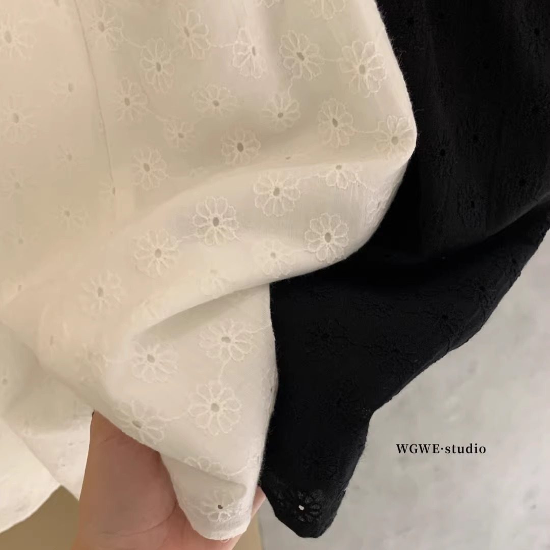 WGWE高雅清甜重工蕾丝花边镂空绣花A字大方领娃娃衫上衣女,淘宝优惠券,粉丝福利购,淘宝优惠卷