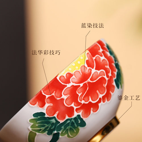 【直播活动限时福利】张美云法华彩手绘鎏金青花牡丹浮雕主人杯 - 图1