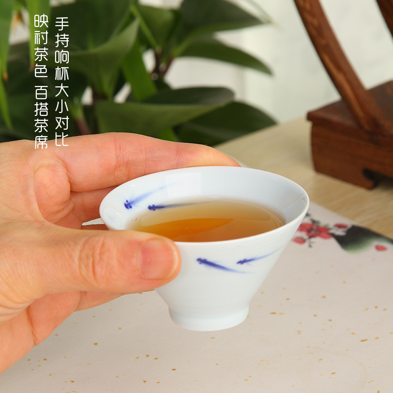 茶与器台湾三希堂133螺纹小鱼响杯游鱼祥杯茶杯品茗杯饮杯喝杯-图1