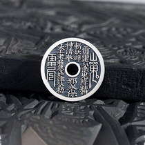 31mm mountain ghost paid for stone peacock gold work ancient method of fine casting pure silver Mountain ghost pressure winning money chicrope pendant pendant