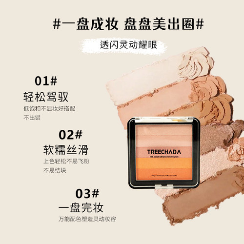 眼影盘泰国TREECHADA桃花妆网红人鱼姬大地色裸妆珠光南瓜色初学 - 图0