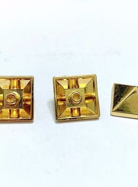 包邮合金铆钉凉鞋尖头鞋方形撞钉DIY金字塔铆钉15mm玫瑰金