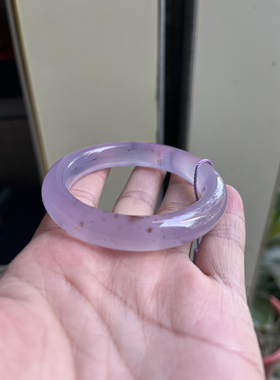 紫忆玛瑙手镯纯天然冰种强荧光紫玉髓满天星水草花手镯54-55圈口