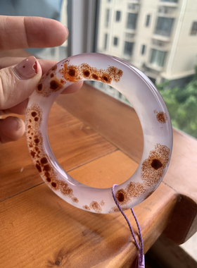 天然玛瑙玉髓手镯冰种飘花红朱砂紫罗兰贵妃圆条镯子一镯两戴58口