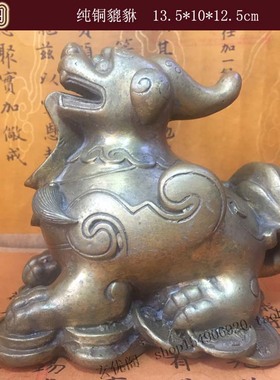 苏民峰风生水起堪舆家居摆件李居明只纳不泄纯铜貔貅金钱貔貅