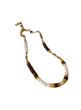 钛钢珍珠虎眼石美拉德锁骨链